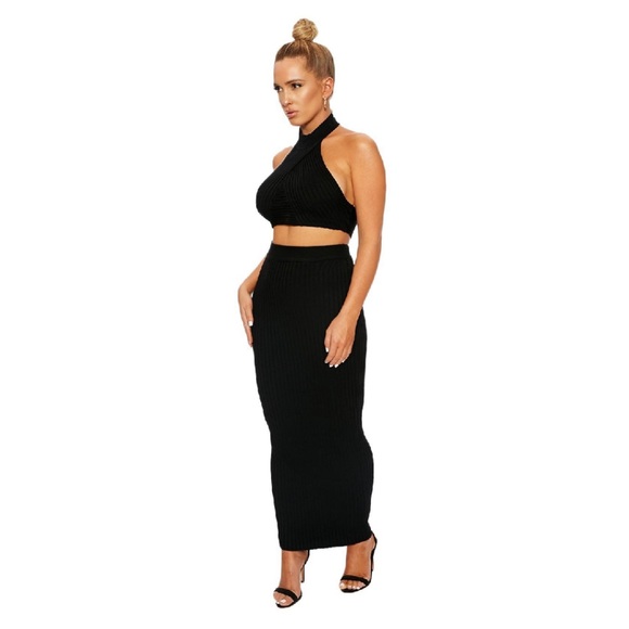 Naked Wardrobe crop top high waist midi skirt set - Picture 3 of 8